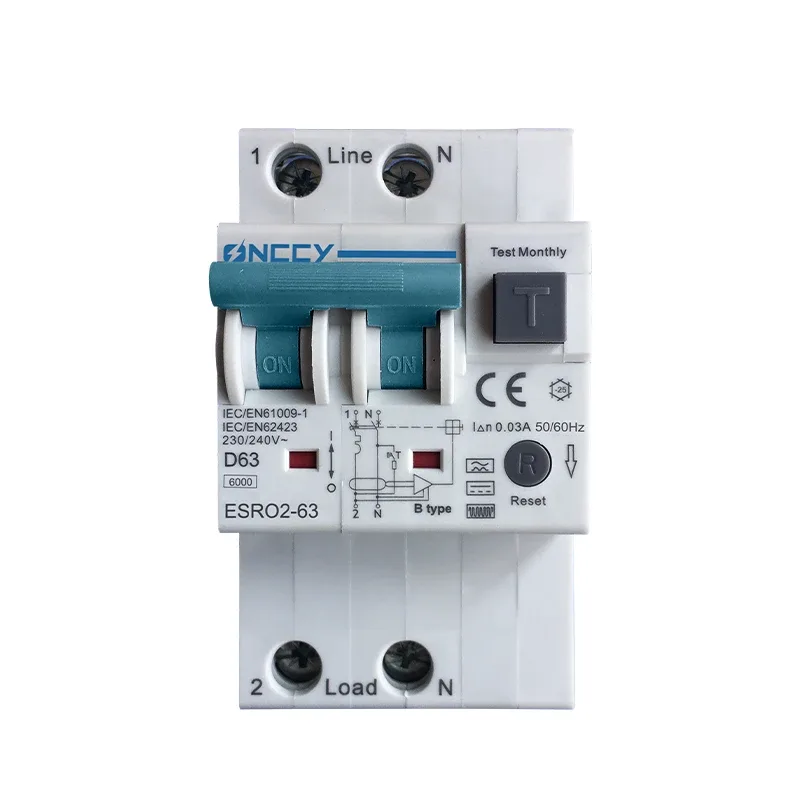 ESL1-100 Type B 2P(1P+N) 63A Residual Current Circuit Breaker RCCB