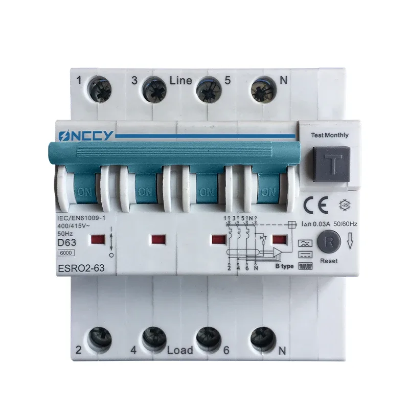 SL1-100 Type B 3P+N 100A Residual Current Circuit Breaker (RCCB)
